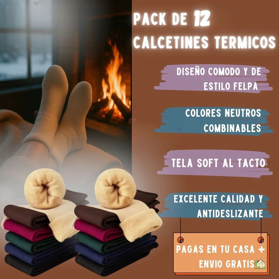 Calcetines térmicos de chiporro y microfibra Pack x12 - Abriga y repele el frío extremo - Goldenfy Chile