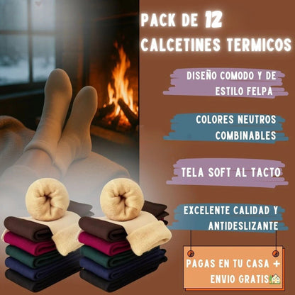 Calcetines térmicos de chiporro y microfibra Pack x12 - Abriga y repele el frío extremo - Goldenfy Chile