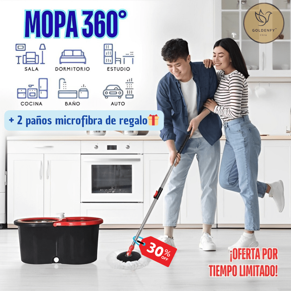 Gira Mopa 360™ - Trapeador giratorio + balde con escurridor UrProb - Goldenfy Chile